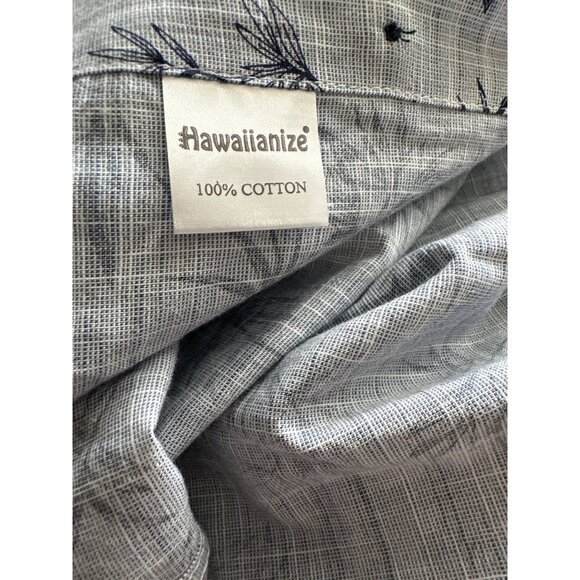 Hawaiianize Button Up Shirt Long Sleeves Dark Blue Navy Palms Cotton Size XL - Picture 6 of 6